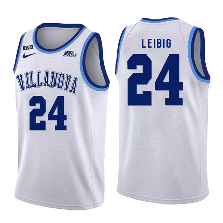 Villanova Wildcats 24 Tom Leibig White College Basketball Jersey Dzhi